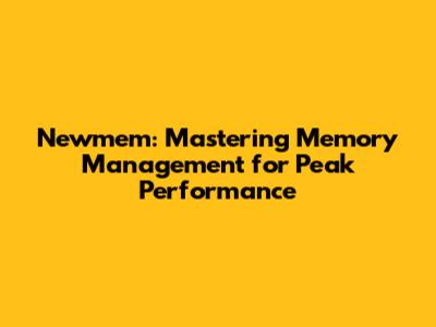 Newmem: Mastering Memory Management for Peak Performance