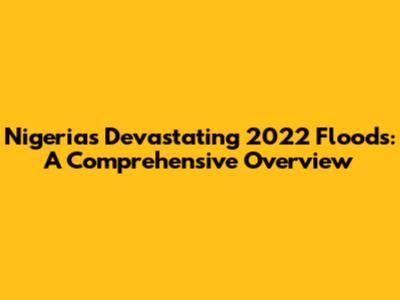 Nigeria's Devastating 2022 Floods: A Comprehensive Overview