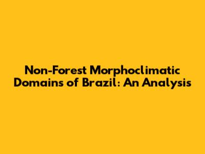 Non-Forest Morphoclimatic Domains of Brazil: An Analysis