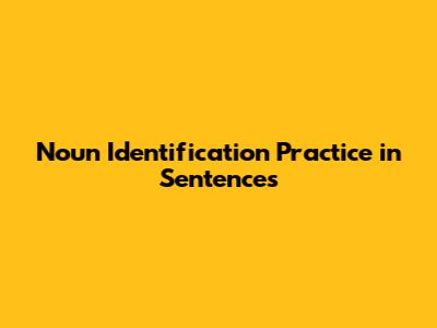 Noun Identification Practice in Sentences