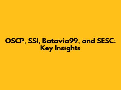 OSCP, SSI, Batavia99, and SESC: Key Insights