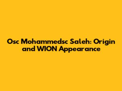 Osc Mohammedsc Saleh: Origin and WION Appearance