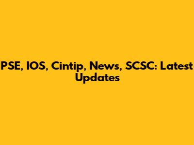 PSE, IOS, Cintip, News, SCSC: Latest Updates