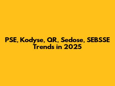 PSE, Kodyse, QR, Sedose, SEBSSE Trends in 2025