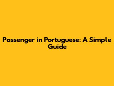 Passenger in Portuguese: A Simple Guide