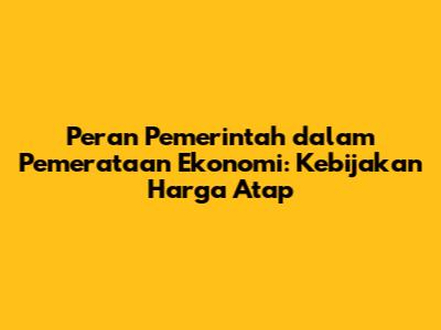 Peran Pemerintah dalam Pemerataan Ekonomi: Kebijakan Harga Atap