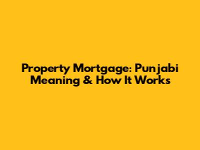 Property Mortgage: Punjabi Meaning & How It Works