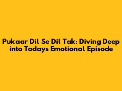 Pukaar Dil Se Dil Tak: Diving Deep into Today's Emotional Episode