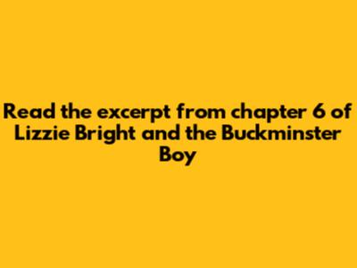 Read the excerpt from chapter 6 of Lizzie Bright and the Buckminster Boy