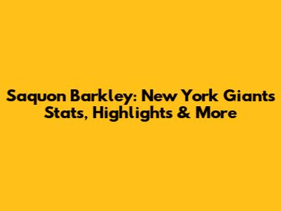 Saquon Barkley: New York Giants Stats, Highlights & More