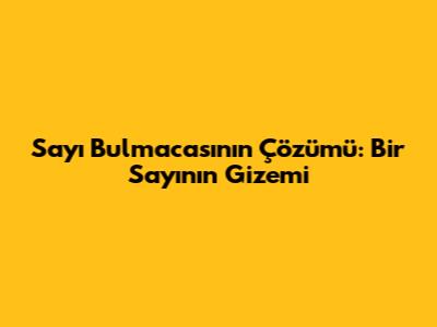 Sayı Bulmacasının Çözümü: Bir Sayının Gizemi