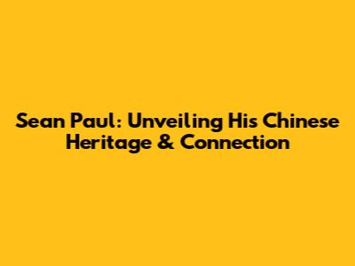 Sean Paul: Unveiling His Chinese Heritage & Connection