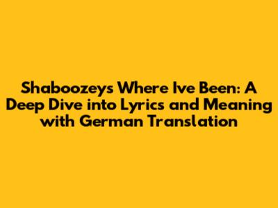 Shaboozey's "Where I've Been": A Deep Dive into Lyrics and Meaning with German Translation
