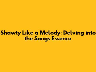 Shawty Like a Melody: Delving into the Song's Essence