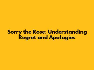 Sorry the Rose: Understanding Regret and Apologies