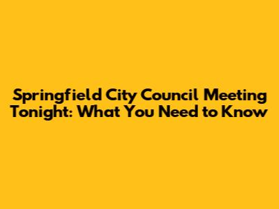 Springfield City Council Meeting Tonight: What You Need to Know