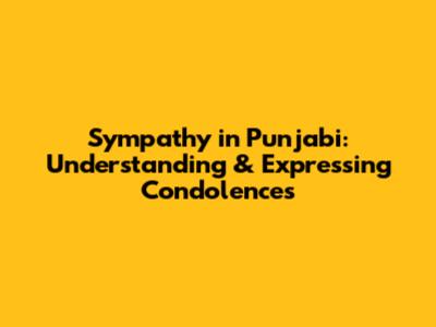 Sympathy in Punjabi: Understanding & Expressing Condolences