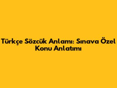 Türkçe Sözcük Anlamı: Sınava Özel Konu Anlatımı