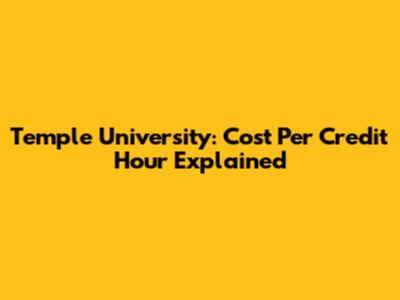 Temple University: Cost Per Credit Hour Explained