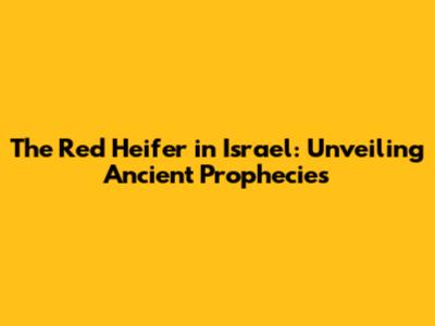 The Red Heifer in Israel: Unveiling Ancient Prophecies