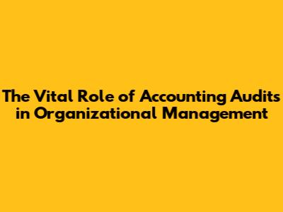 The Vital Role of Accounting Audits in Organizational Management