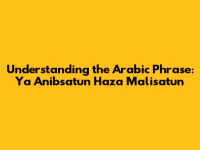 Understanding the Arabic Phrase: Ya Anibsatun Haza Malisatun