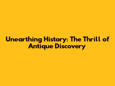 Unearthing History: The Thrill of Antique Discovery