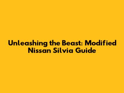 Unleashing the Beast: Modified Nissan Silvia Guide