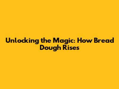 Unlocking the Magic: How Bread Dough Rises