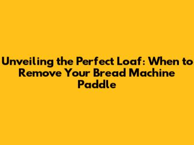 Unveiling the Perfect Loaf: When to Remove Your Bread Machine Paddle