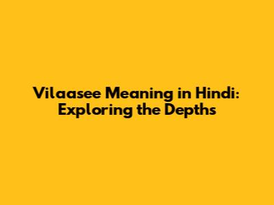 Vilaasee Meaning in Hindi: Exploring the Depths