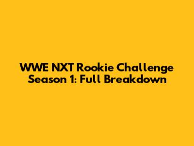 WWE NXT Rookie Challenge Season 1: Full Breakdown