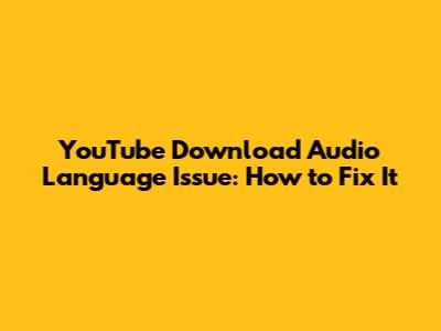 YouTube Download Audio Language Issue: How to Fix It