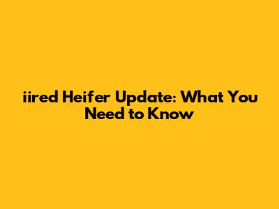 iired Heifer Update: What You Need to Know